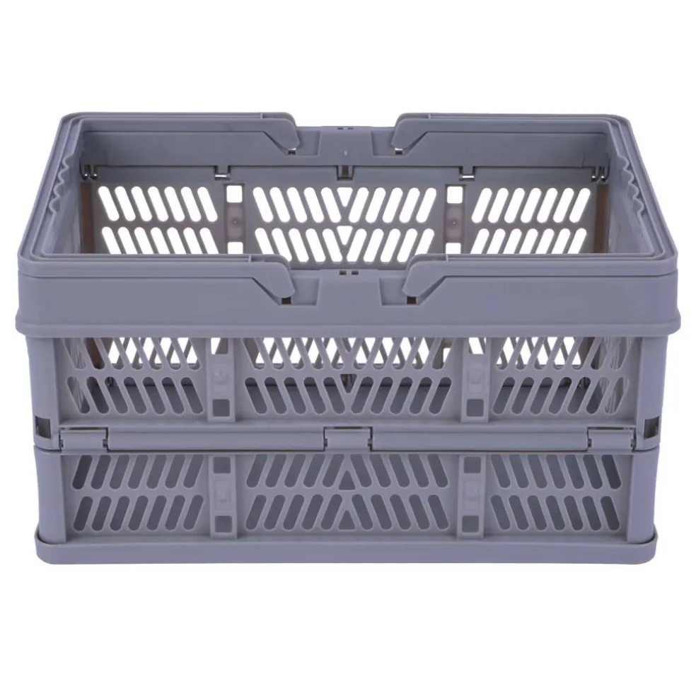 Gray Collapsible Plastic Storage Crate by Simply Tidy®