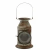 19" Gray Iron Rustic Candle Holder Lantern