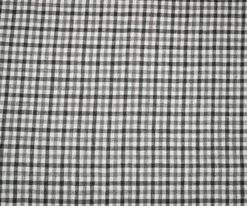 Gray-White Spence Bryson Washed Gingham Plaid Irish Linen Woven Fabric By the Yard