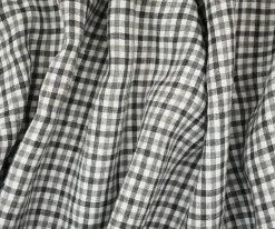 Gray-White Spence Bryson Washed Gingham Plaid Irish Linen Woven Fabric By the Yard