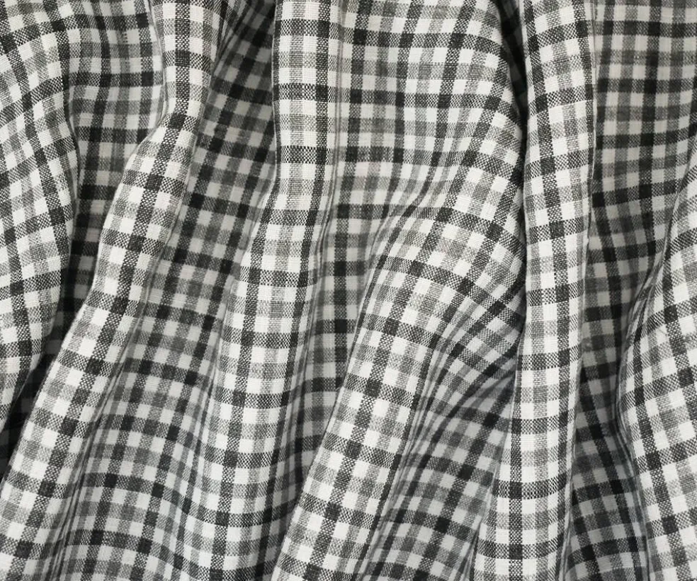 Gray-White Spence Bryson Washed Gingham Plaid Irish Linen Woven Fabric By the Yard