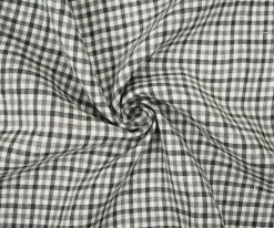 Gray-White Spence Bryson Washed Gingham Plaid Irish Linen Woven Fabric By the Yard