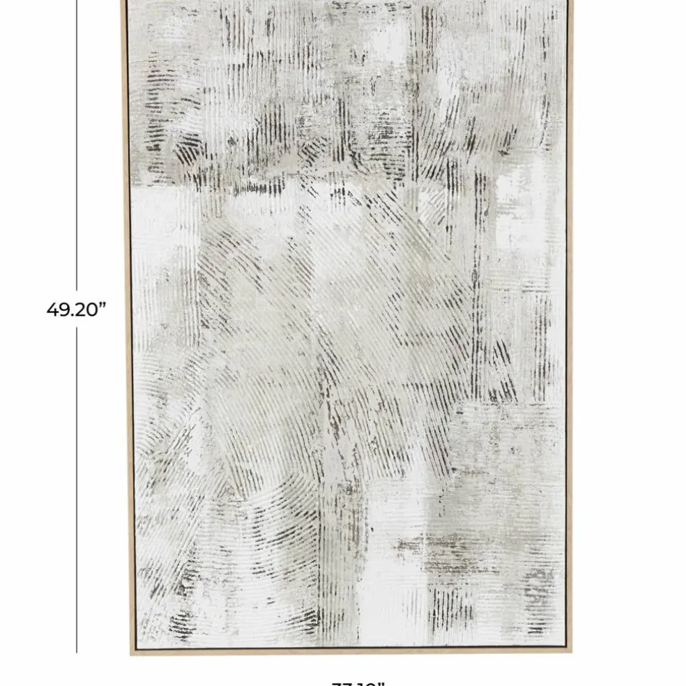 Gray Wooden Abstract Textured Framed Wall Art with Black Distressing