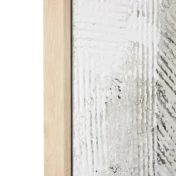 Gray Wooden Abstract Textured Framed Wall Art with Black Distressing
