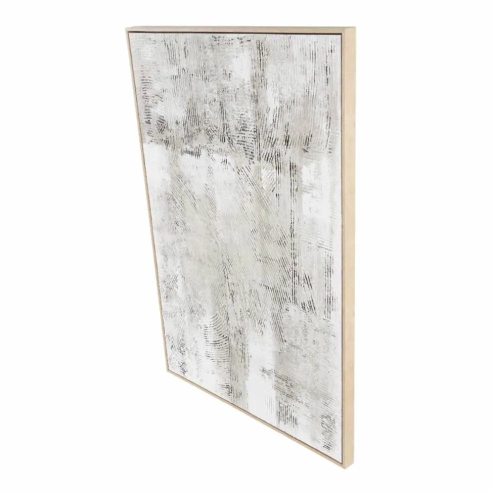 Gray Wooden Abstract Textured Framed Wall Art with Black Distressing