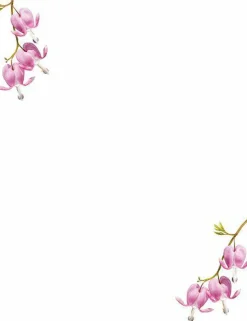 Great Papers! Bleeding Heart Flowers Stationery Letterhead, Invitations, Announcements and Personal Messages, Printer Friendly, 8.5"x11", 50 Pack