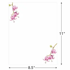 Great Papers! Bleeding Heart Flowers Stationery Letterhead, Invitations, Announcements and Personal Messages, Printer Friendly, 8.5"x11", 50 Pack