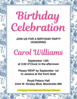 Great Papers! Blue Toile Floral Letterhead, for Invitations, Announcements and Personal Messages, Printer Friendly 8.5”x11”, 50 Pack