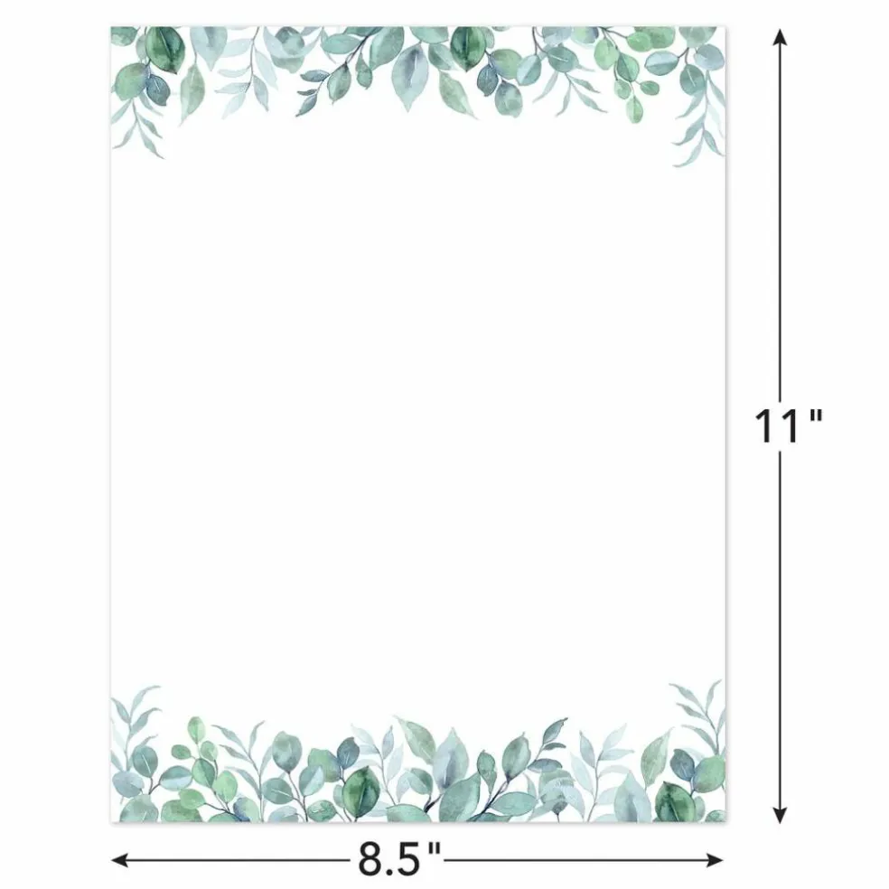 Great Papers! Elegant Eucalyptus Letterhead, for Invitations, Announcements and Personal Messages, Printer Friendly 8.5”x11”, 50 Pack