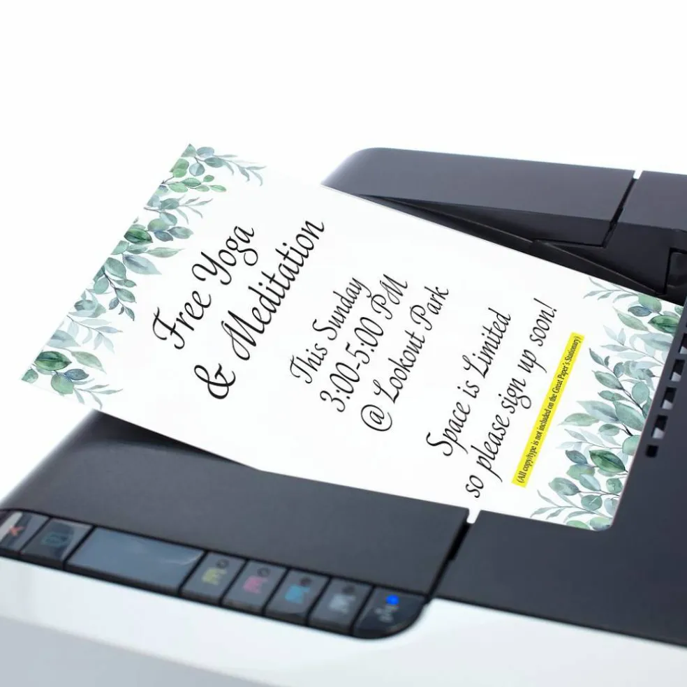 Great Papers! Elegant Eucalyptus Letterhead, for Invitations, Announcements and Personal Messages, Printer Friendly 8.5”x11”, 50 Pack