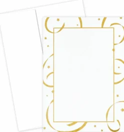 Great Papers! Flat Card Invitation and Envelopes, Silver Foil Stars and Streamers, 5.5