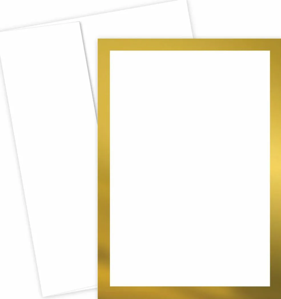 Great Papers! Flat Card Invitation and Envelopes, Metallic Gold Border, 5.5" x 7.75", Printer Compatible, 20 Invitations/20 Envelopes
