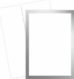 Great Papers! Flat Card Invitation and Envelopes, Metallic Silver Border, 5.5" x 7.75", Printer Compatible, 20 Invitations/20 Envelopes