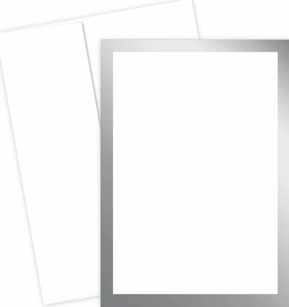 Great Papers! Flat Card Invitation and Envelopes, Metallic Silver Border, 5.5" x 7.75", Printer Compatible, 20 Invitations/20 Envelopes