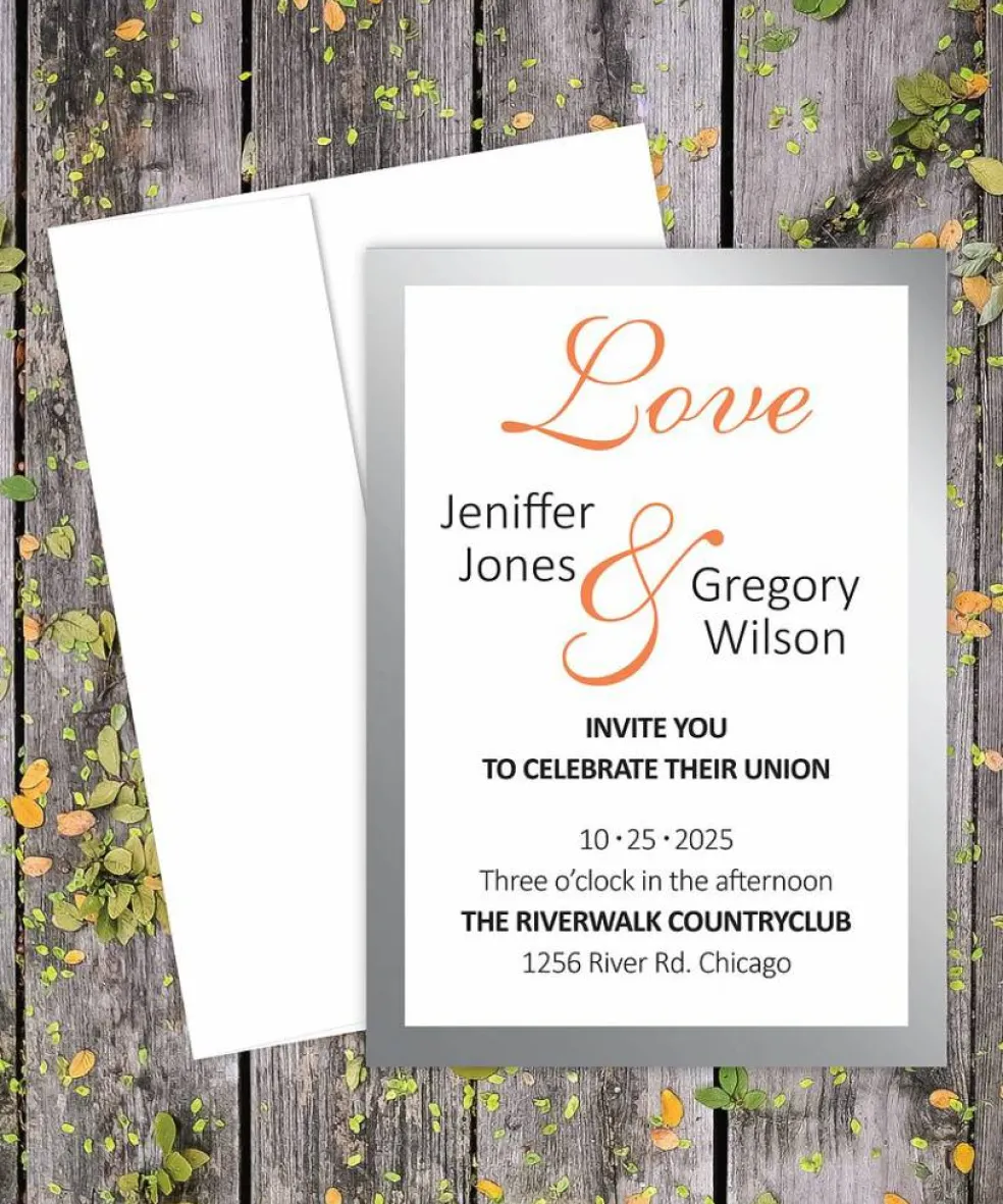 Great Papers! Flat Card Invitation and Envelopes, Metallic Silver Border, 5.5" x 7.75", Printer Compatible, 20 Invitations/20 Envelopes
