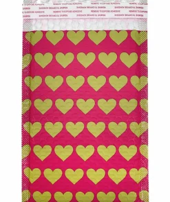 Great Papers! Mailer, Bubble, Pink with Gold Hearts, Poly Tear and Moisture Resistant, 6