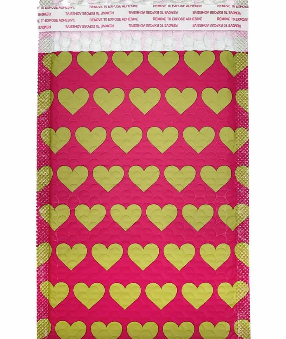 Great Papers! Mailer, Bubble, Pink with Gold Hearts, Poly Tear and Moisture Resistant, 6" x 9", 25 count