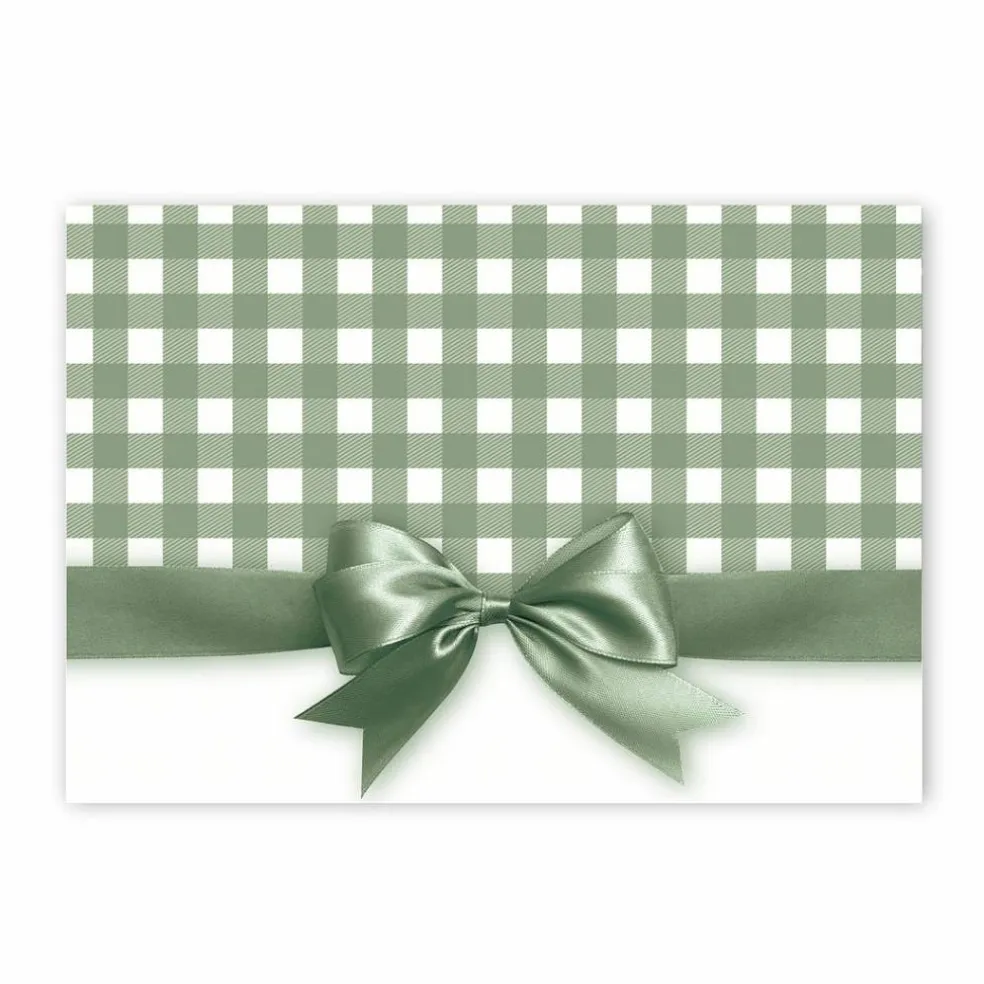 Great Papers! Sage Green Bow Note Card and White Envelope, 4.875" x 3.375", 24 count