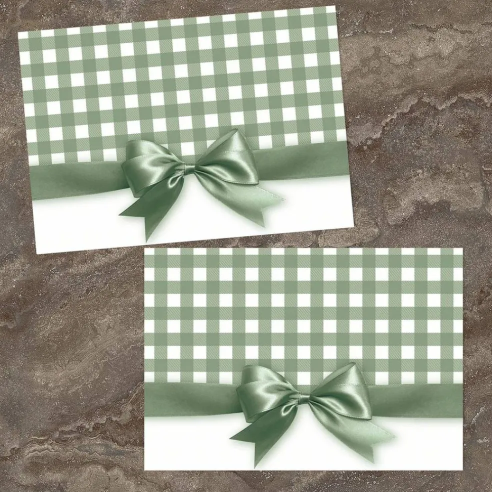 Great Papers! Sage Green Bow Note Card and White Envelope, 4.875" x 3.375", 24 count