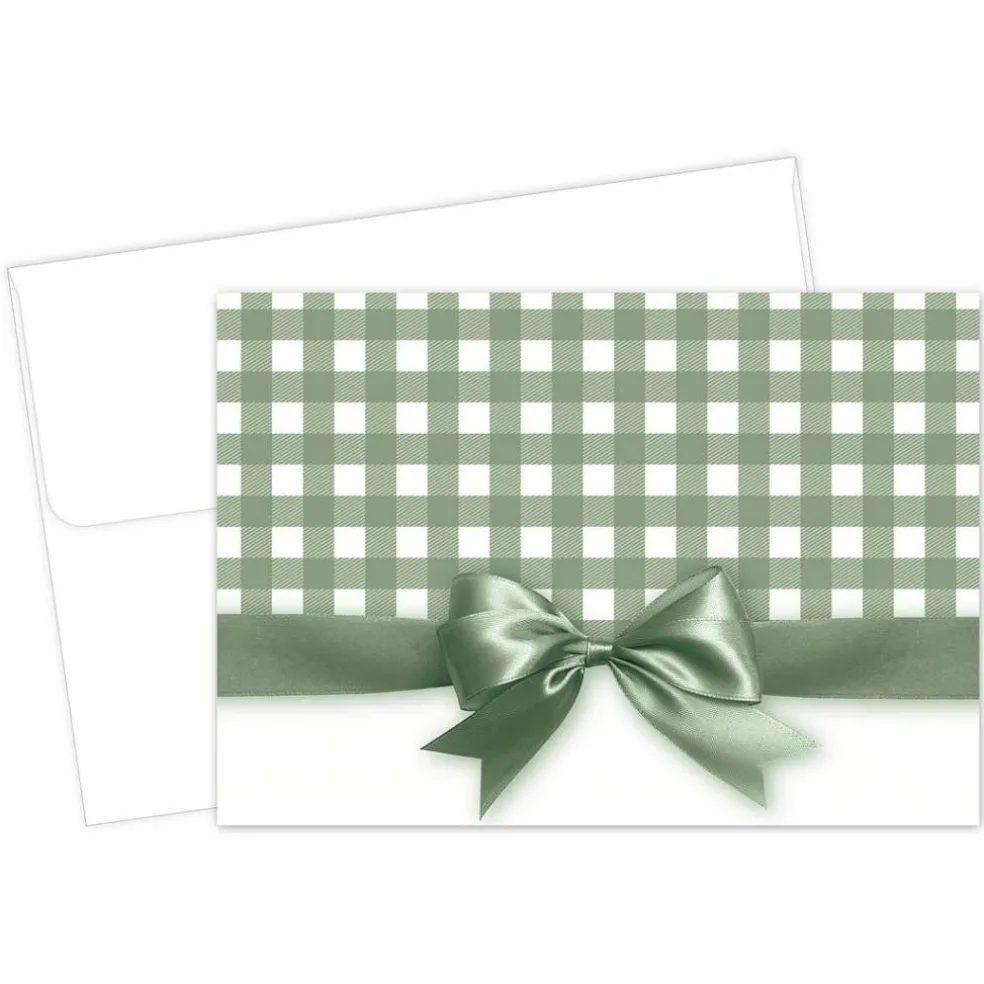 Great Papers! Sage Green Bow Note Card and White Envelope, 4.875" x 3.375", 24 count