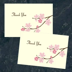Great Papers! Thank You Note Card and Ivory Envelope, Blossom Branches, 4.75" x 3.375"(folded), 50 count