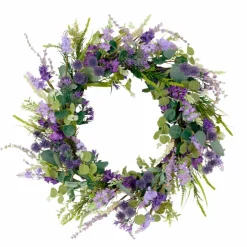 24'' Green and Purple Echinops Floral Spring Wreath