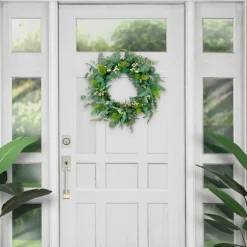 24'' Green and White Eucalyptus Floral Spring Wreath