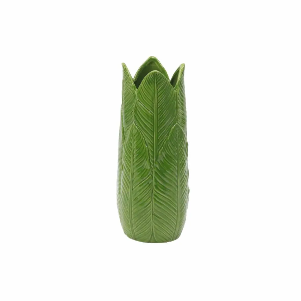 11.75" Green Ceramic Leaf Vase by Ashland®