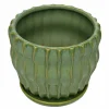 7.25" Green Ceramic Pot with Saucer by Ashland®