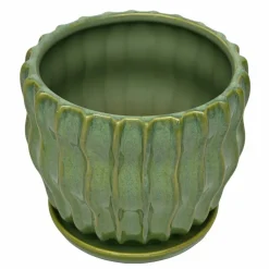 7.25" Green Ceramic Pot with Saucer by Ashland®