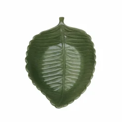 15" Green Decorative Ceramic Leaf Tray by Ashland®