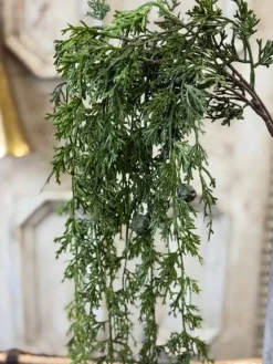 Greenfall Cedar Hanging Greenery Stem — 55 Inch Cascading Christmas Greenery Supply-XAD1077