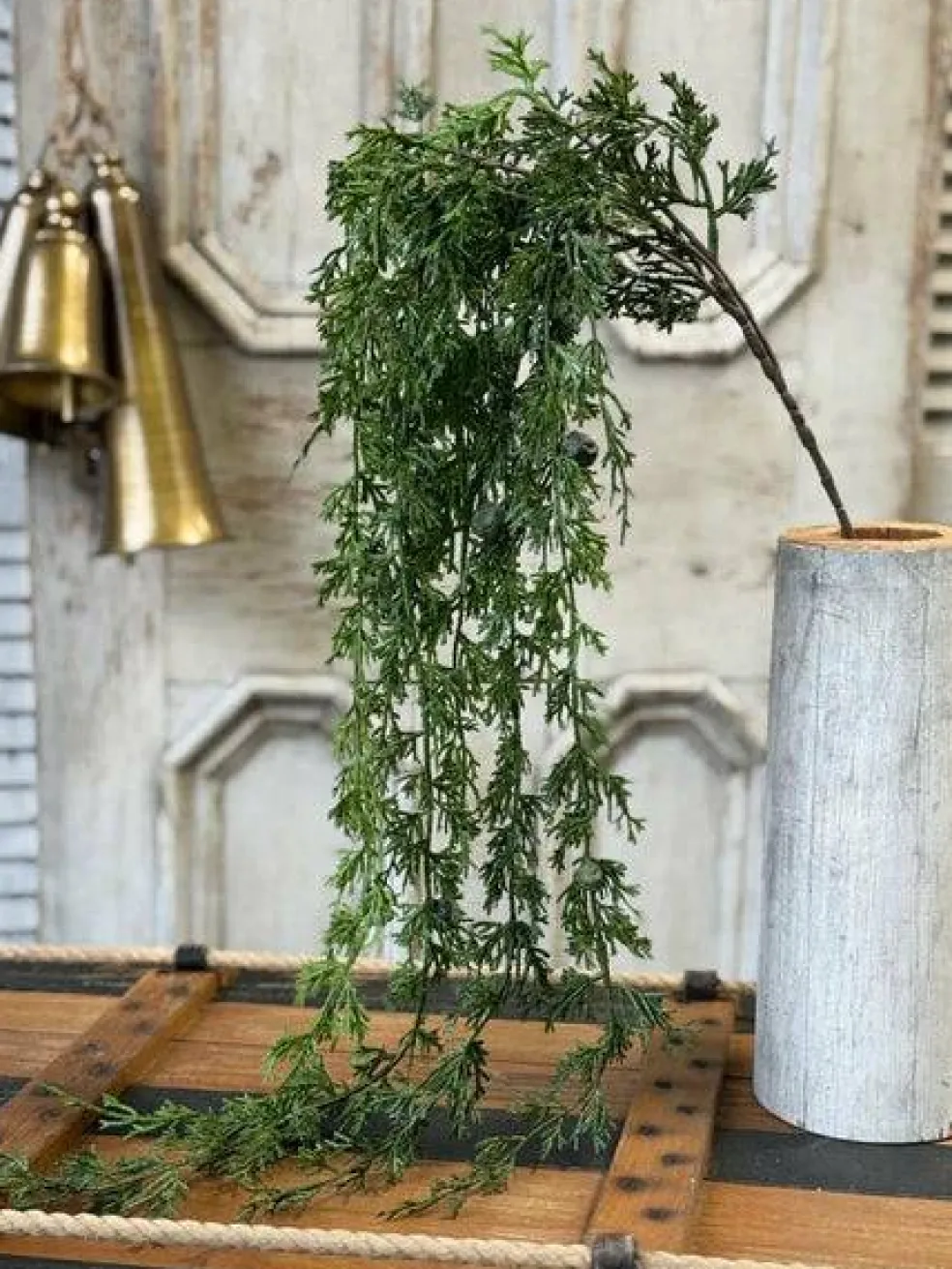 Greenfall Cedar Hanging Greenery Stem — 55 Inch Cascading Christmas Greenery Supply-XAD1077