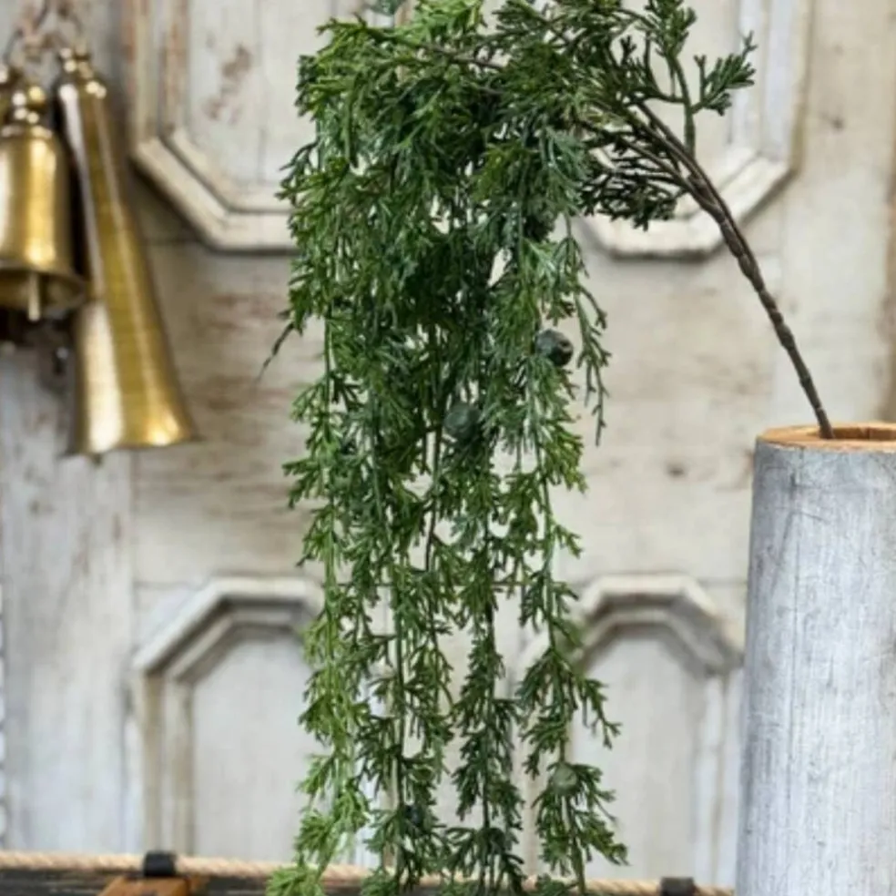 Greenfall Cedar Hanging Greenery Stem — 55 Inch Cascading Christmas Greenery Supply-XAD1077