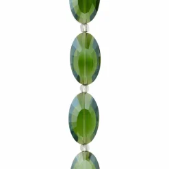 Green Glass Faceted Oval Beads, 20mm by Bead Landing™