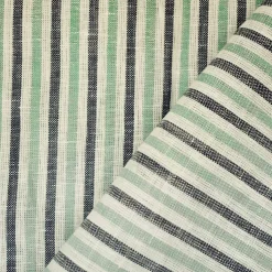 Green-Gray-White Spence Bryson Striped Irish Linen Woven Fabric By the Yard