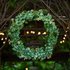 32.25" Green Hydrangea & Sedum Floral Wreath