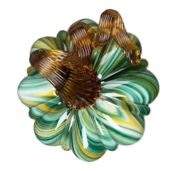 Green Striped Handcrafted Glass Pumpkin – Small & Medium Sizes for Fall Decor
