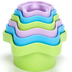 Green Toys: My First Stacking Cups - 6pc Color & Shape Identification, Bath & Water Toy, Indoor/Outdoor, Recycled Plastic, Kids-Toddlers-Baby Age 6mo+