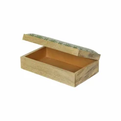 Green & White Fabric Cover Mango Wood Decorative Box by Ashland®