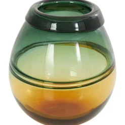 9" Green & Yellow Ombre Glass Vase