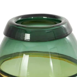 9" Green & Yellow Ombre Glass Vase