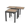 Grey Aluminum Extendable Dining Table with Slatted Top, Patio Garden Table