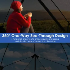 Grey Pop-Up Camping Tent 2-3 Person 360° Mesh Privacy Outdoor Shelter