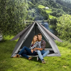 Grey Pop-Up Camping Tent 2-3 Person 360° Mesh Privacy Outdoor Shelter