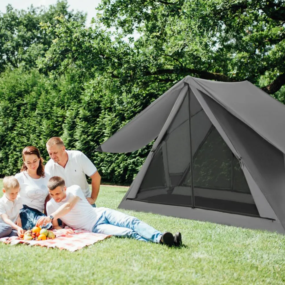 Grey Pop-Up Camping Tent 2-3 Person 360° Mesh Privacy Outdoor Shelter