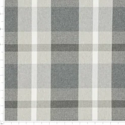 Grey Stain Resistant Performance Pet Friendly Plaid Woven Pattern Upholstery Fabric by The Yard - SKU: Aimes Carbon