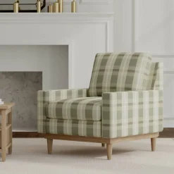 Grey Stain Resistant Performance Pet Friendly Plaid Woven Pattern Upholstery Fabric by The Yard - SKU: Aimes Carbon