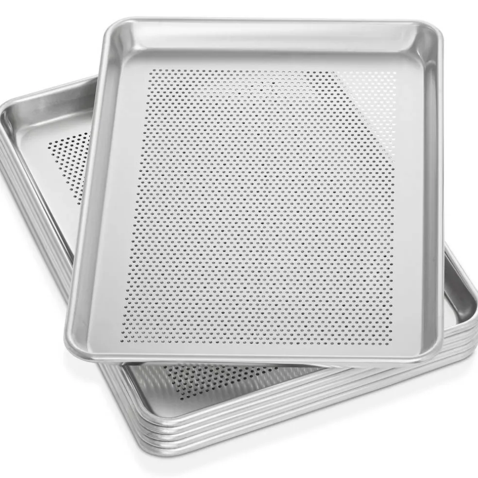 GRIDMANN Commercial Grade Aluminium Cookie Sheet Baking Tray - 6 Pans