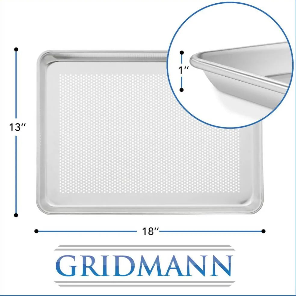 GRIDMANN Commercial Grade Aluminum Cookie Sheet Baking Tray - 12 Pans